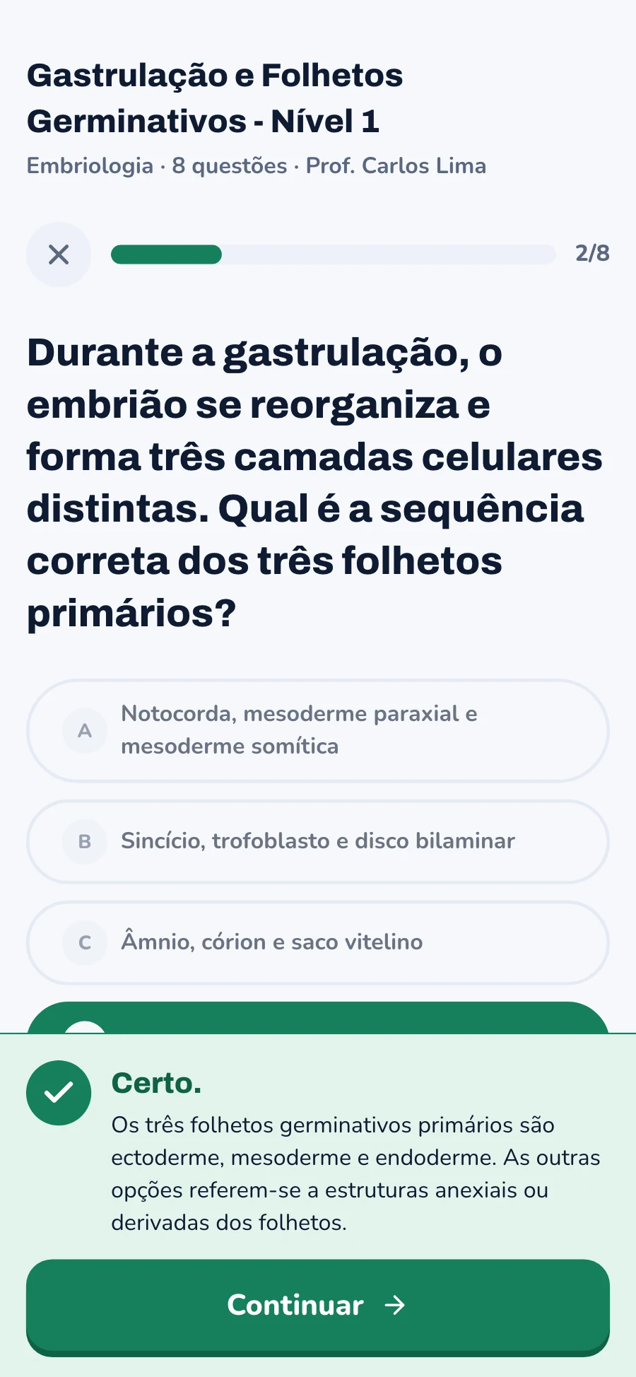 Quiz com feedback imediato